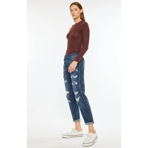 KanCan Devika Mid Rise Boyfriend Jeans in Dark Wash - Sz 5/26 - NWT - Picture 5 of 10